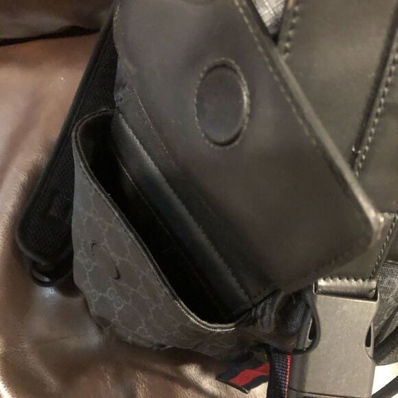 GUCCI GG SUPREME Backpack Black Soft Canvas Leather Large Size AUTHENTIC - Picture 14 of 17